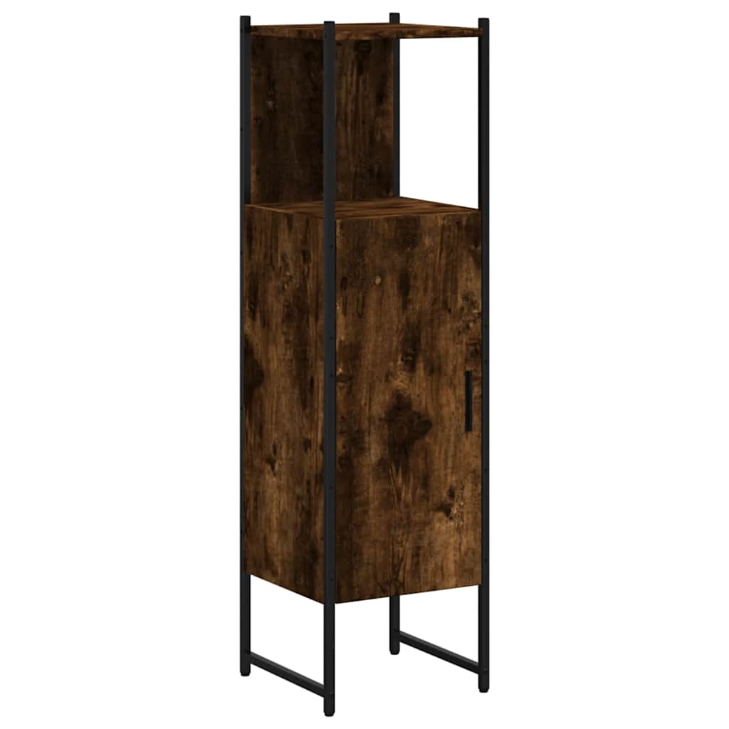 vidaXL Bathroom Cabinet Smoked Oak 33x33x120.5 cm Engineered Wood 2