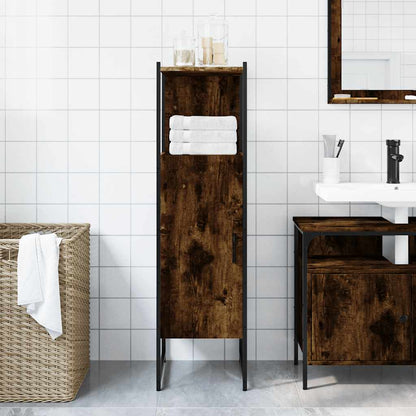 vidaXL Bathroom Cabinet Smoked Oak 33x33x120.5 cm Engineered Wood 3