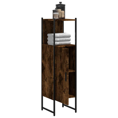 vidaXL Bathroom Cabinet Smoked Oak 33x33x120.5 cm Engineered Wood 4