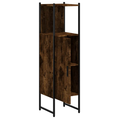 vidaXL Bathroom Cabinet Smoked Oak 33x33x120.5 cm Engineered Wood 6