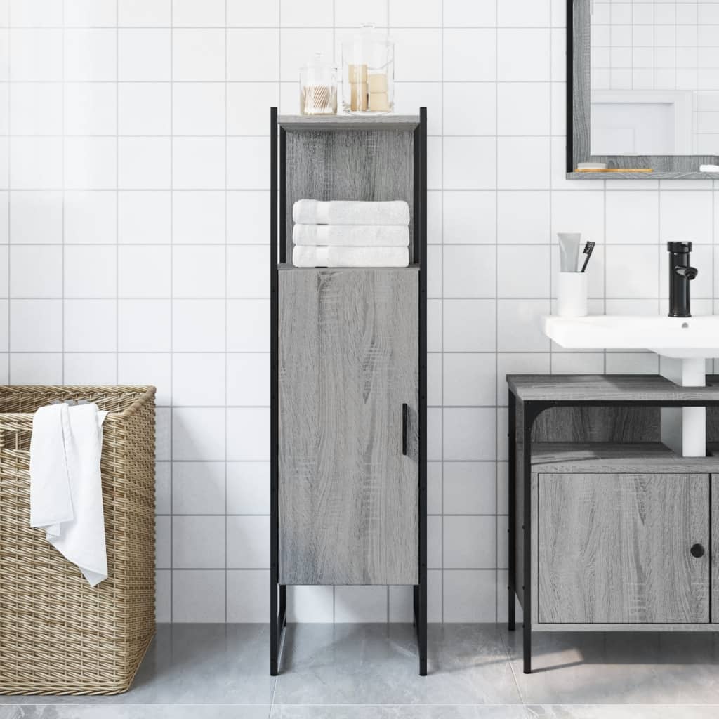 vidaXL Bathroom Cabinet Grey Sonoma 33x33x120.5 cm Engineered Wood 3