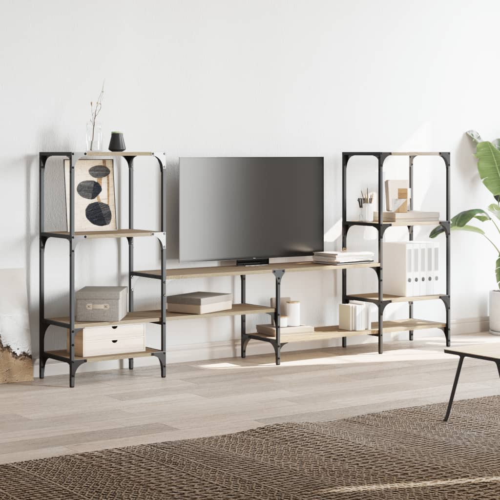 vidaXL TV Cabinet Sonoma Oak 206.5x28.5x95 cm Engineered Wood 4