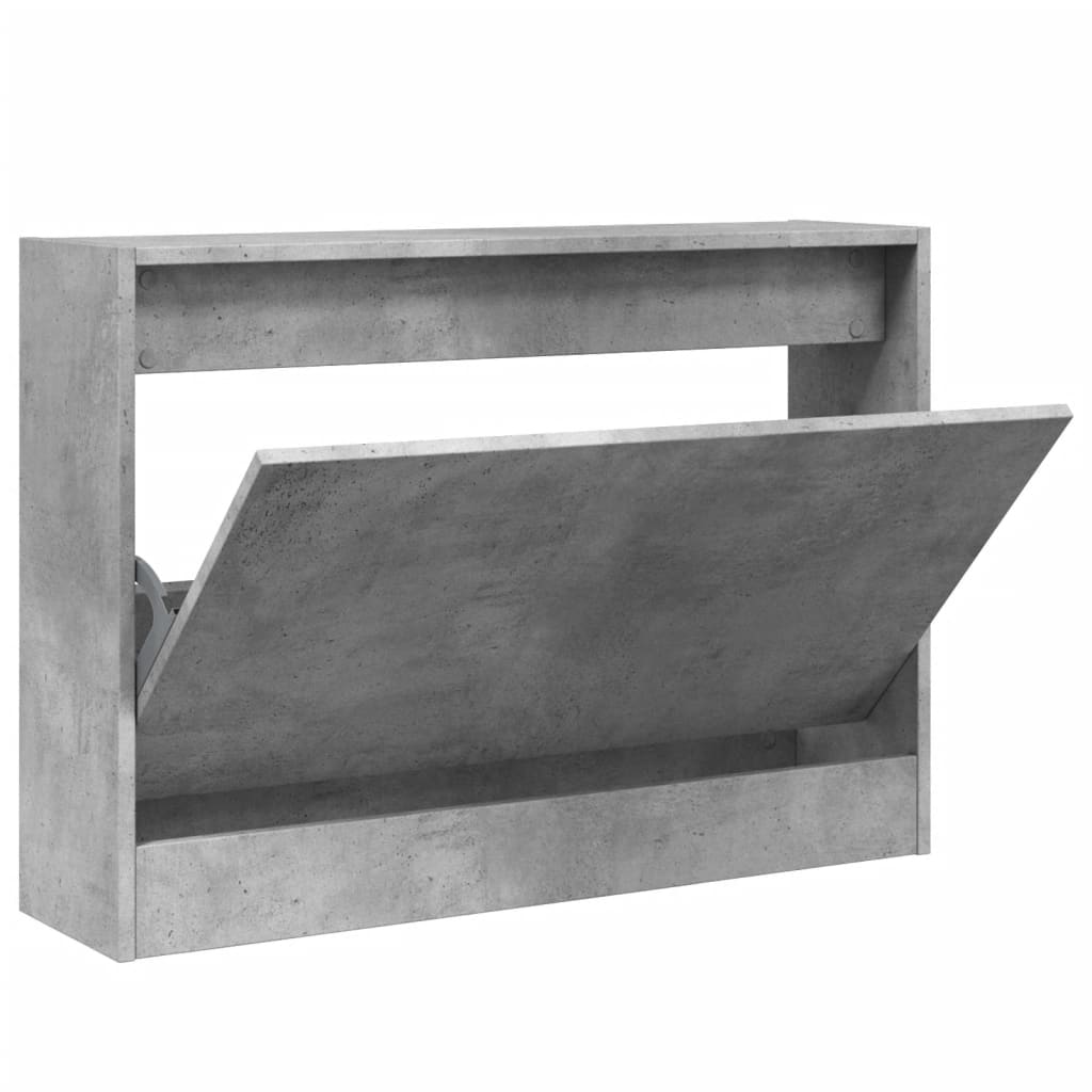 vidaXL Shoe Cabinet Concrete Grey 80x21x57 cm Engineered Wood 2