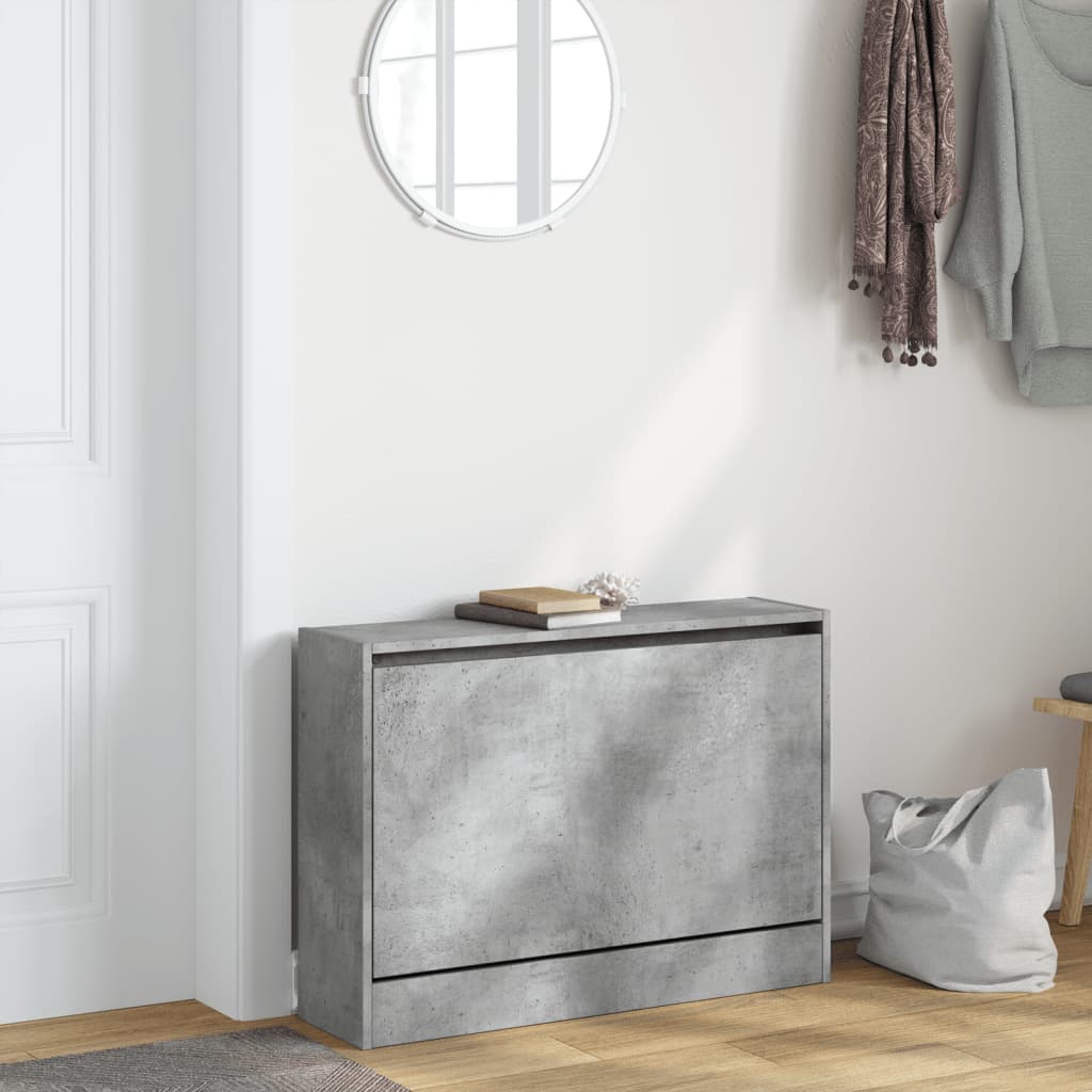 vidaXL Shoe Cabinet Concrete Grey 80x21x57 cm Engineered Wood 3