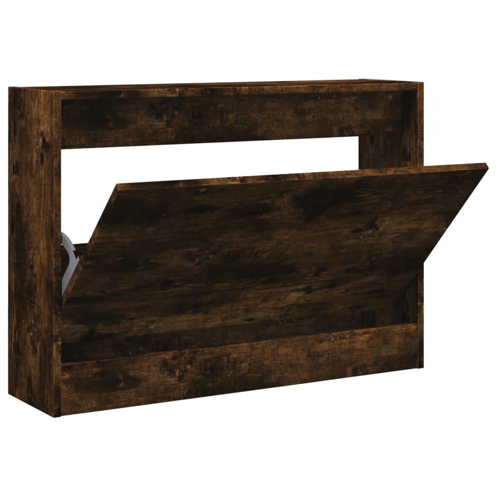 vidaXL Shoe Cabinet Smoked Oak 80x21x57 cm Engineered Wood 2