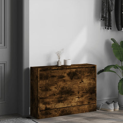 vidaXL Shoe Cabinet Smoked Oak 80x21x57 cm Engineered Wood 3