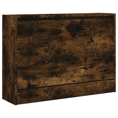 vidaXL Shoe Cabinet Smoked Oak 80x21x57 cm Engineered Wood 4
