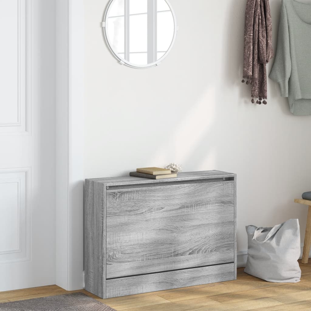 vidaXL Shoe Cabinet Grey Sonoma 80x21x57 cm Engineered Wood 3