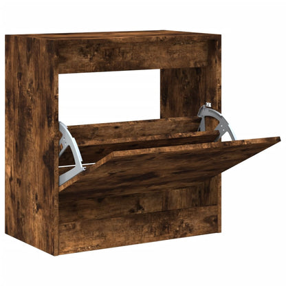 vidaXL Shoe Cabinet Smoked Oak 60x34x63.5 cm Engineered Wood 2