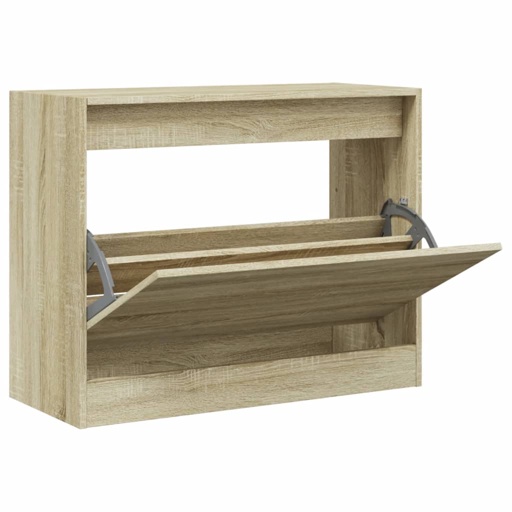vidaXL Shoe Cabinet Sonoma Oak 80x34x63 cm Engineered Wood 2