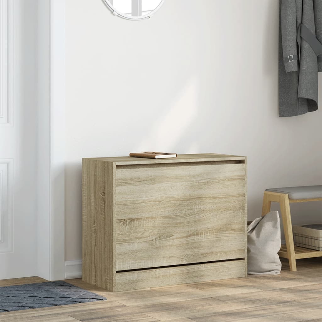 vidaXL Shoe Cabinet Sonoma Oak 80x34x63 cm Engineered Wood 3