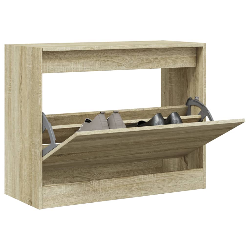 vidaXL Shoe Cabinet Sonoma Oak 80x34x63 cm Engineered Wood 1