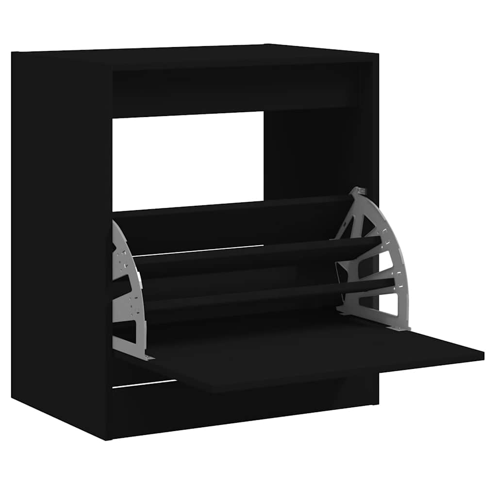 vidaXL Shoe Cabinet Black 60x42x69 cm Engineered Wood 2