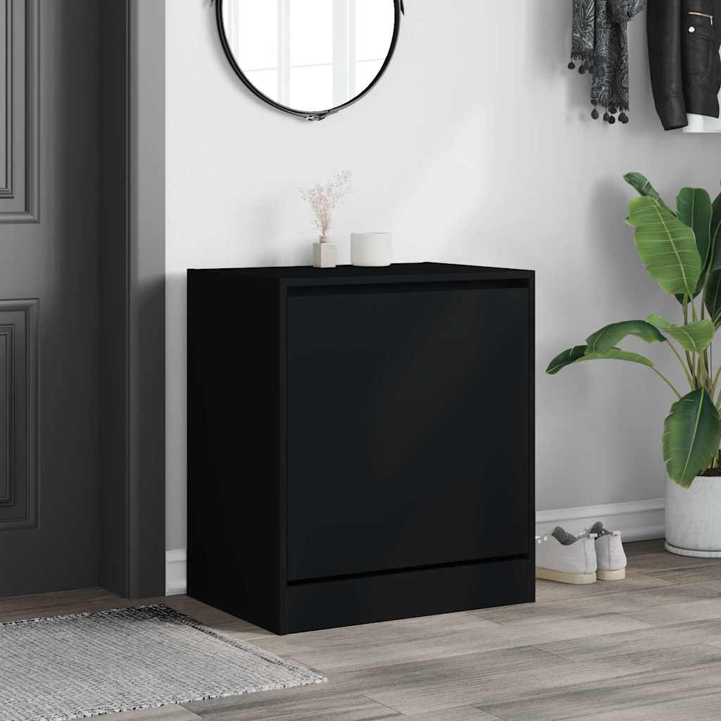 vidaXL Shoe Cabinet Black 60x42x69 cm Engineered Wood 3