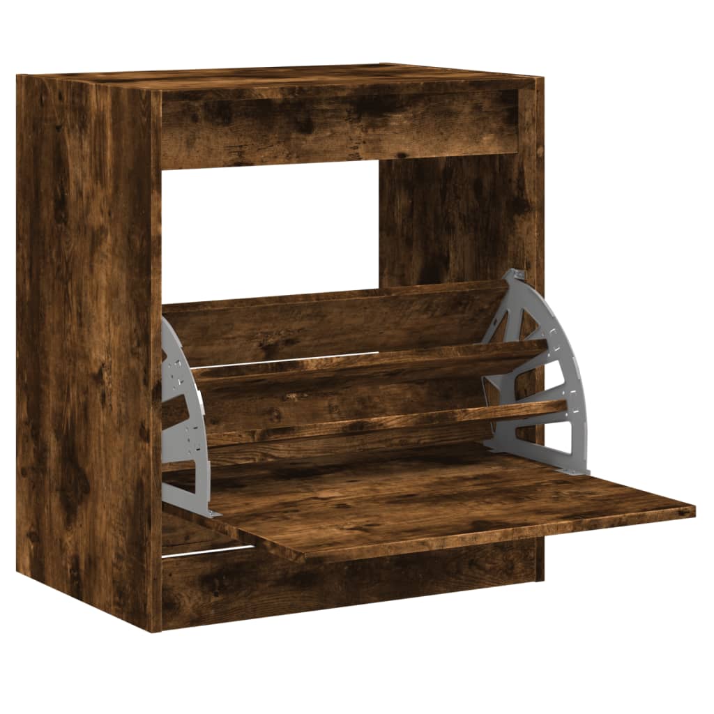vidaXL Shoe Cabinet Smoked Oak 60x42x69 cm Engineered Wood 2