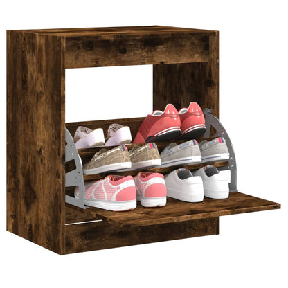 vidaXL Shoe Cabinet Smoked Oak 60x42x69 cm Engineered Wood 1