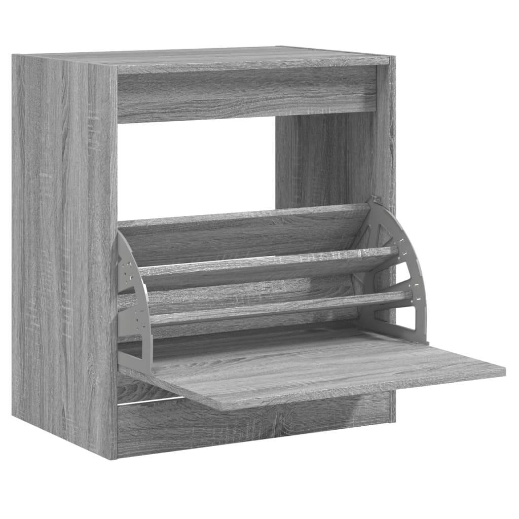 vidaXL Shoe Cabinet Grey Sonoma 60x42x69 cm Engineered Wood 2