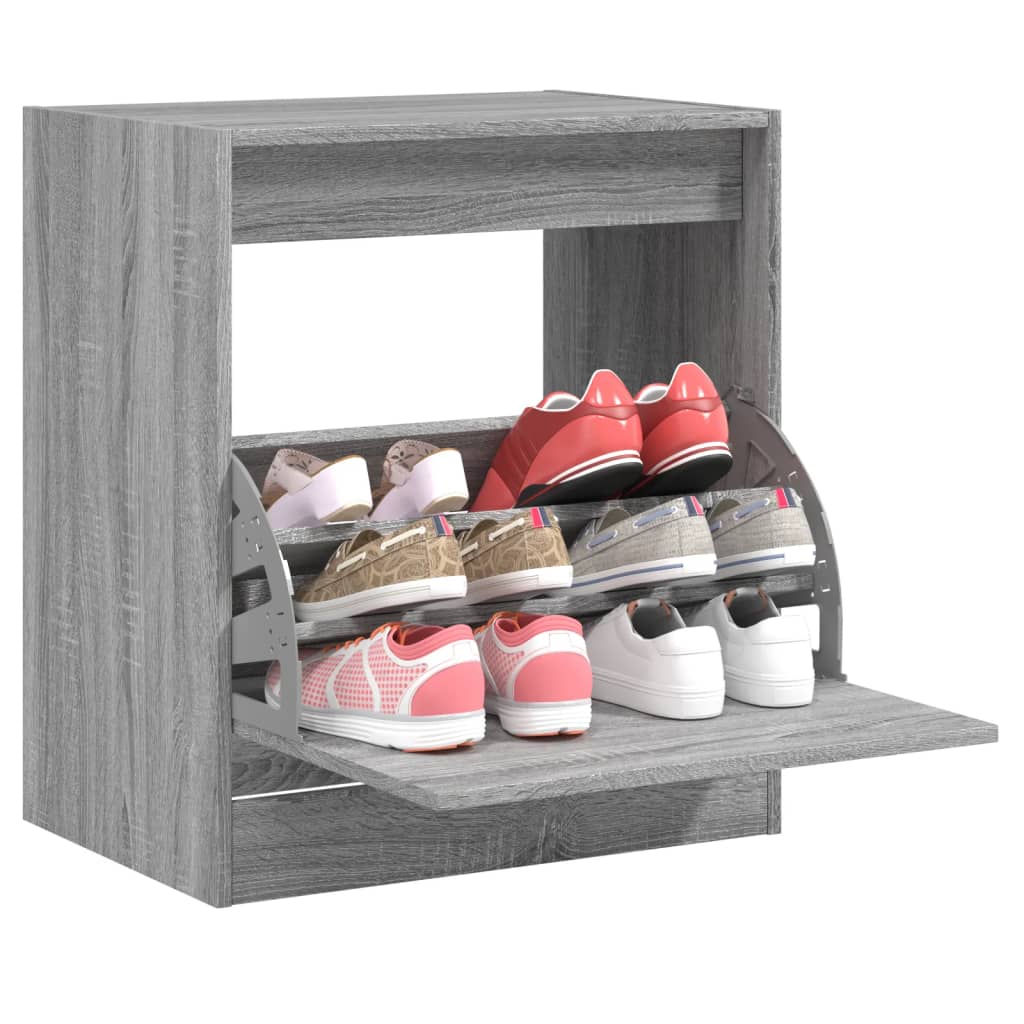 vidaXL Shoe Cabinet Grey Sonoma 60x42x69 cm Engineered Wood 1