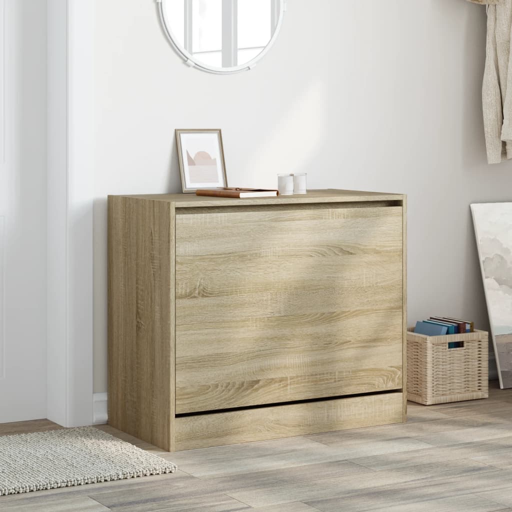 vidaXL Shoe Cabinet Sonoma Oak 80x42x69 cm Engineered Wood 3