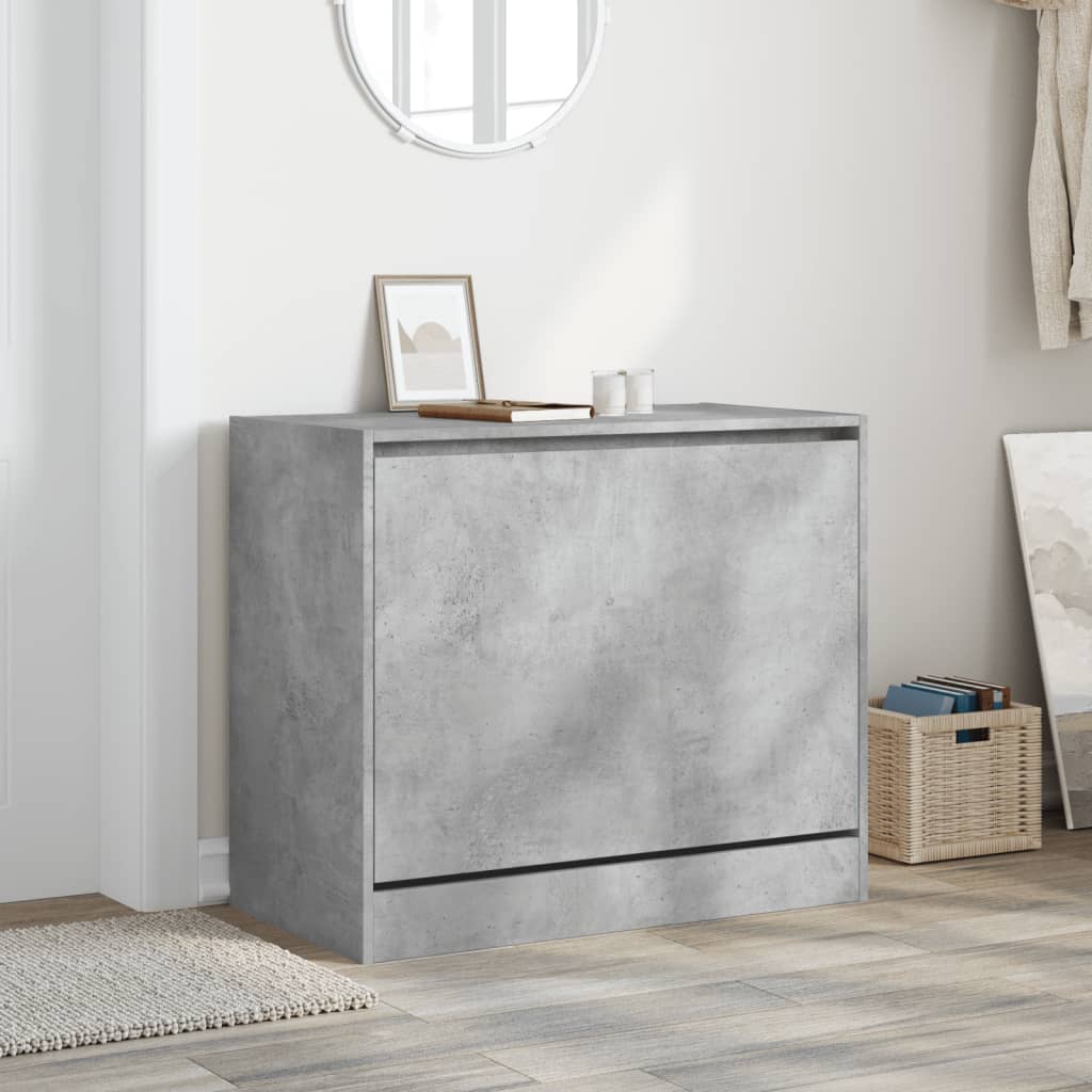 vidaXL Shoe Cabinet Concrete Grey 80x42x69 cm Engineered Wood 3