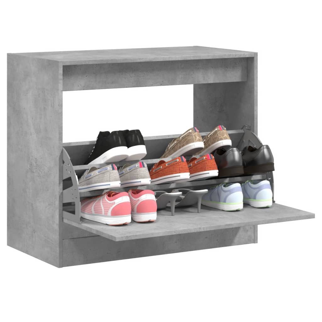 vidaXL Shoe Cabinet Concrete Grey 80x42x69 cm Engineered Wood 1
