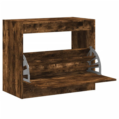 vidaXL Shoe Cabinet Smoked Oak 80x42x69 cm Engineered Wood 2