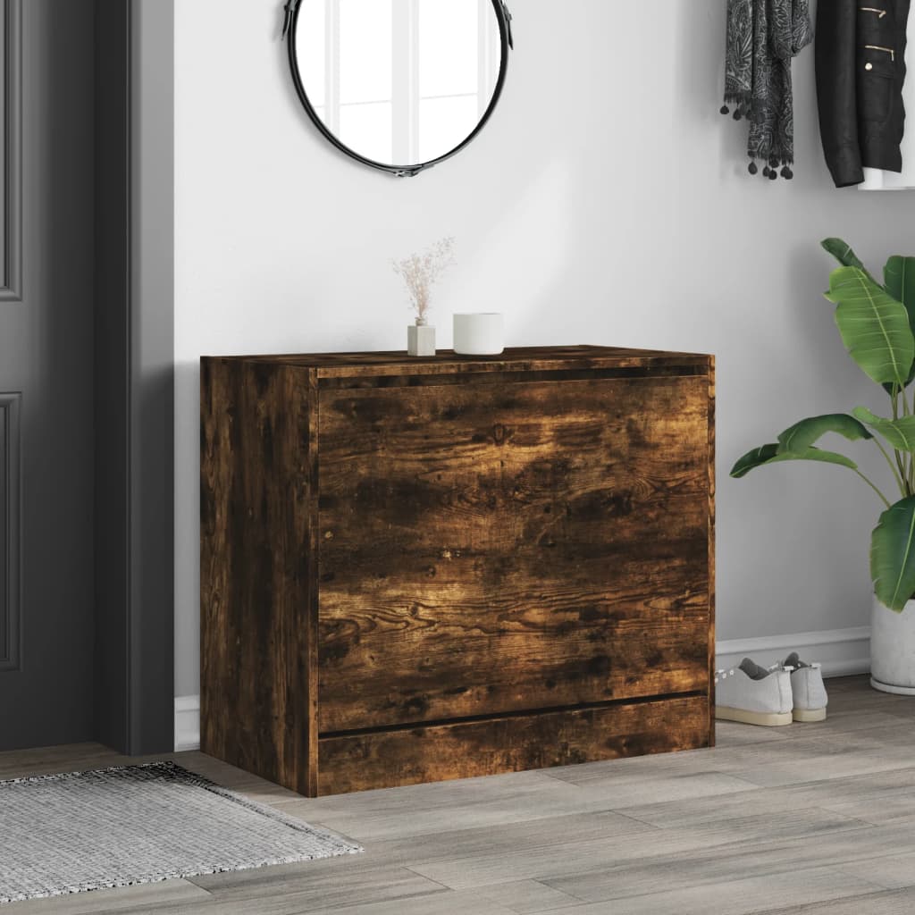 vidaXL Shoe Cabinet Smoked Oak 80x42x69 cm Engineered Wood 3