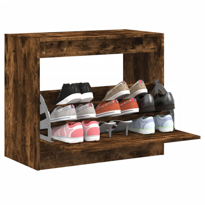vidaXL Shoe Cabinet Smoked Oak 80x42x69 cm Engineered Wood 1