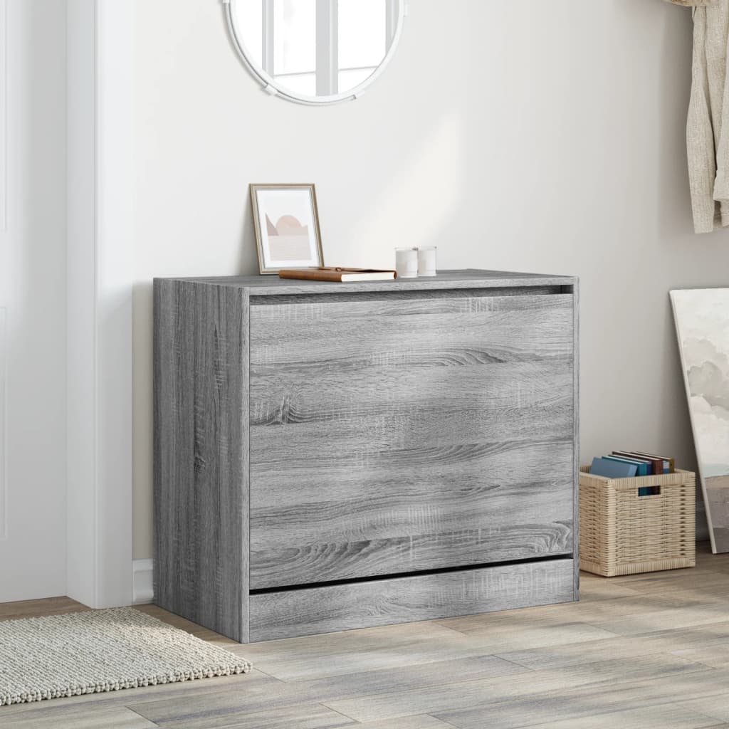 vidaXL Shoe Cabinet Grey Sonoma 80x42x69 cm Engineered Wood 3