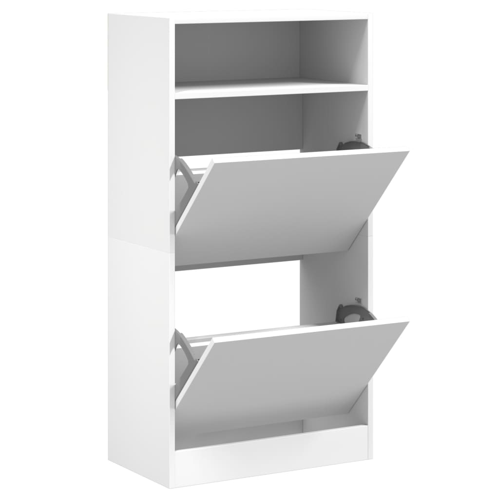Shoe Cabinet with 2 Flip-Drawers 80x34x116 cm White