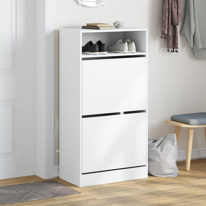 Shoe Cabinet with 2 Flip-Drawers 80x34x116 cm White