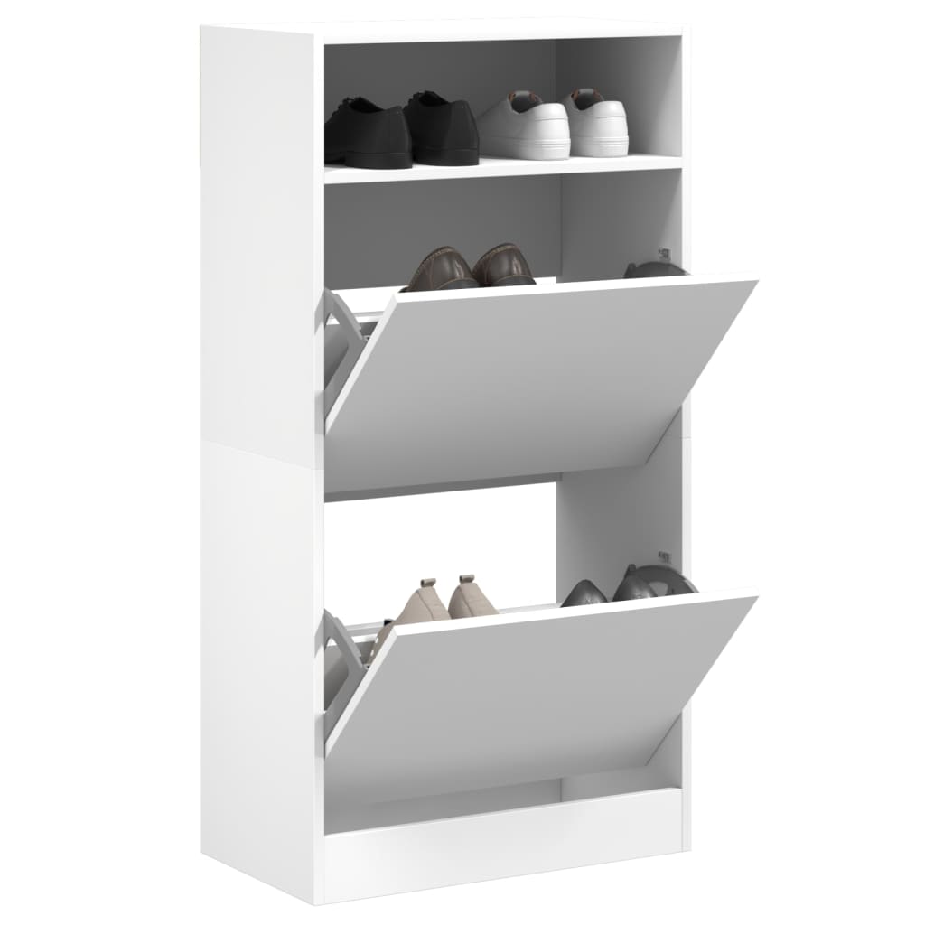 Shoe Cabinet with 2 Flip-Drawers 80x34x116 cm White
