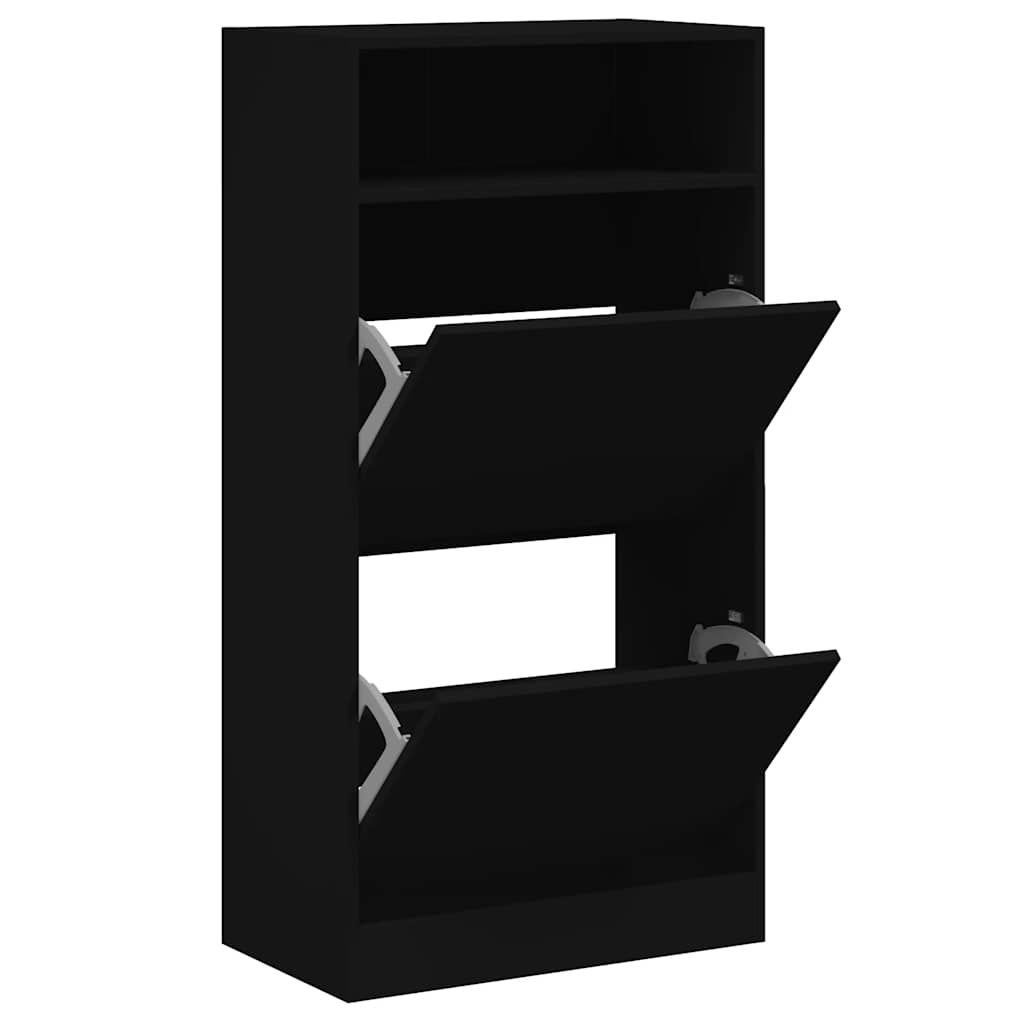 vidaXL Shoe Cabinet Black 60x34x116 cm Engineered Wood 2
