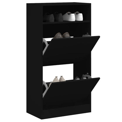 vidaXL Shoe Cabinet Black 60x34x116 cm Engineered Wood 1