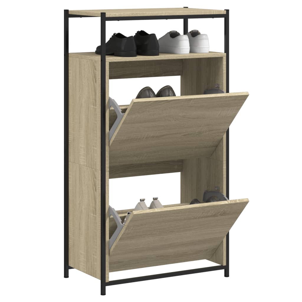 Shoe Cabinet with 4 Flip-Drawers 100x34x112 cm Sonoma oak 60 cm