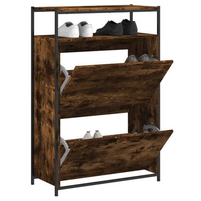 Shoe Cabinet with 4 Flip-Drawers 100x34x112 cm Smoked oak 75 cm