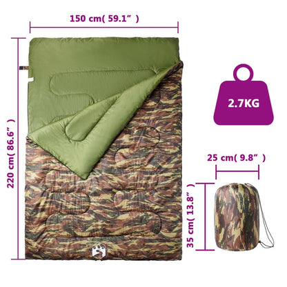 vidaXL Double Sleeping Bag with Pillows for Adults Camping 3-4 Seasons 5