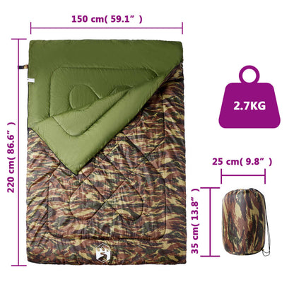 vidaXL Double Sleeping Bag with Pillows for Adults Camping 3-4 Seasons 5