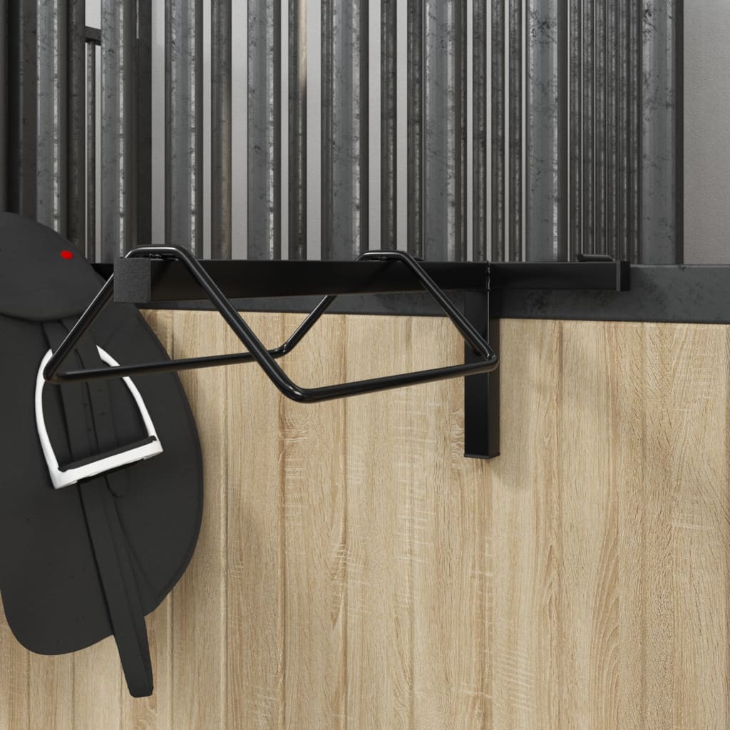 vidaXL Saddle Rack Wall Mounted Black Iron 1