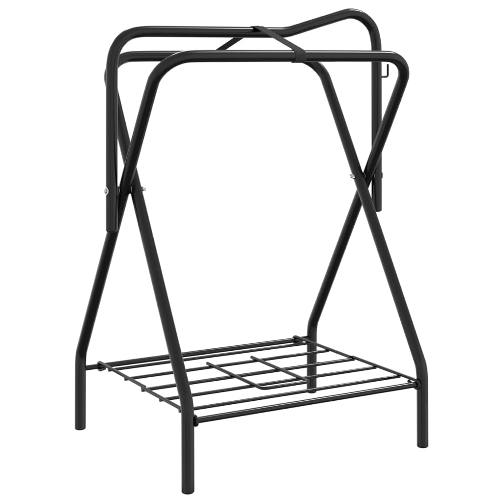 vidaXL Saddle Rack Foldable Freestanding Black Iron 6
