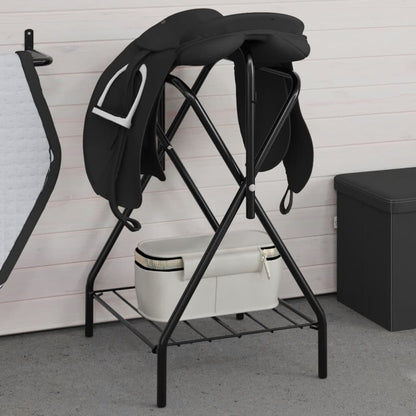vidaXL Saddle Rack Foldable Freestanding Black Iron 1