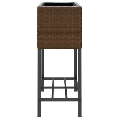 vidaXL Garden Planter with Shelf Brown Poly Rattan 6