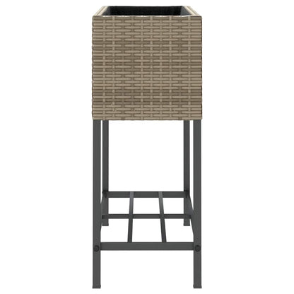 vidaXL Garden Planter with Shelf Grey Poly Rattan 6