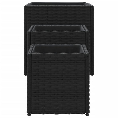 vidaXL Garden Planters 3 pcs Black Poly Rattan 6