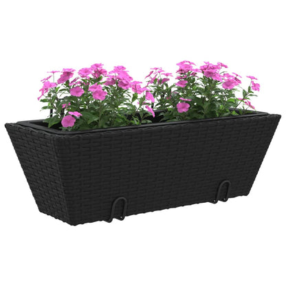 vidaXL Planters with hooks 2 pcs Black Poly Rattan 4