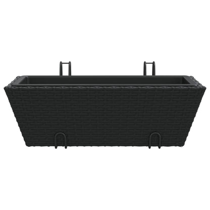 vidaXL Planters with hooks 2 pcs Black Poly Rattan 5