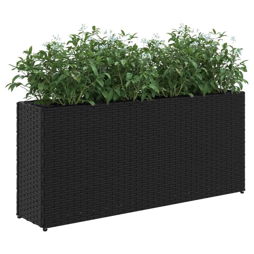 vidaXL Garden Planter with 2 Pots Black 90x20x40 cm Poly Rattan 4