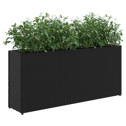 vidaXL Garden Planter with 2 Pots Black 90x20x40 cm Poly Rattan 4