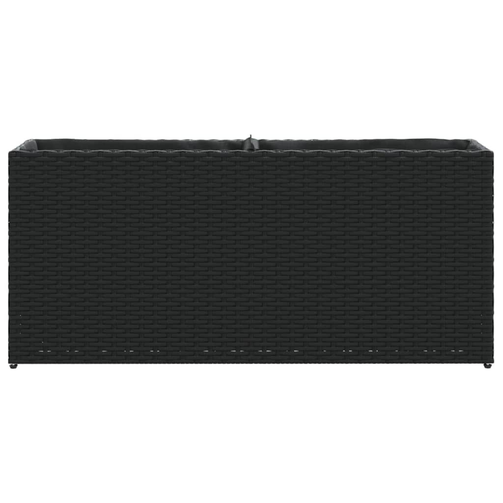 vidaXL Garden Planter with 2 Pots Black 90x20x40 cm Poly Rattan 5