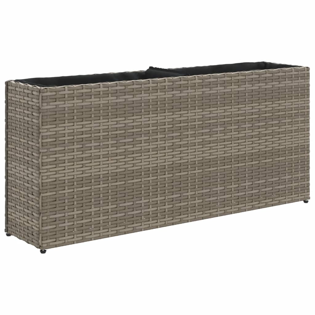vidaXL Garden Planter with 2 Pots Grey 90x20x40 cm Poly Rattan 2
